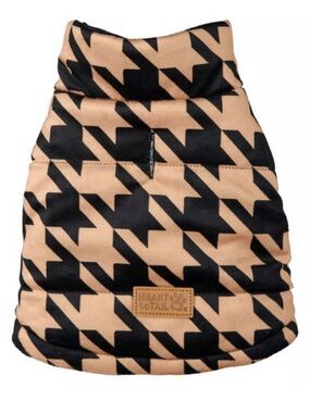 NWOT Heart To Tail Luxury Houndstooth Print Reversible Pet Puffer Coat XS/S